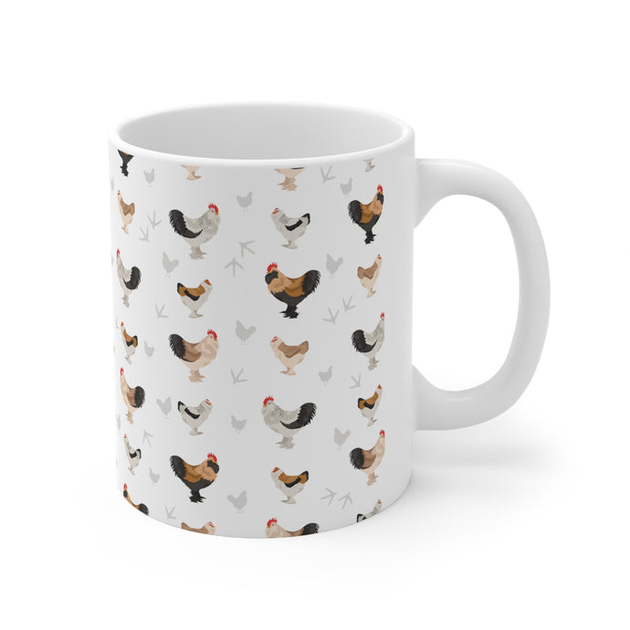 Faverolles chicken pattern 11 oz mug