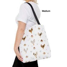 Load image into Gallery viewer, Ameraucana Chicken pattern tote bag - chicken tote bag - farm animal carry bag
