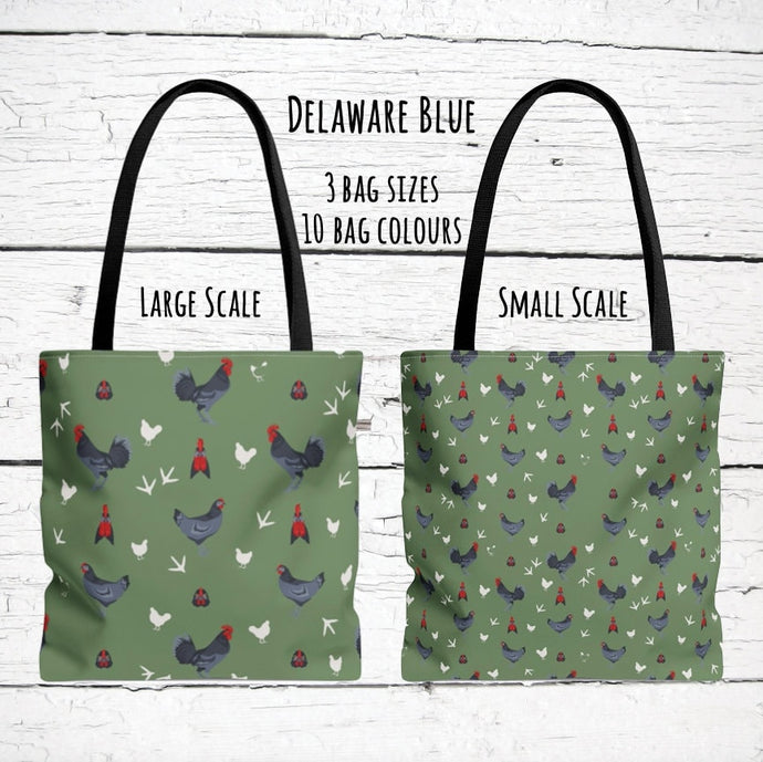 Delaware Blue Chicken pattern tote bag - chicken tote bag - farm animal carry bag