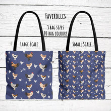 Load image into Gallery viewer, Faverolles Chicken pattern tote bag - chicken tote bag - farm animal carry bag
