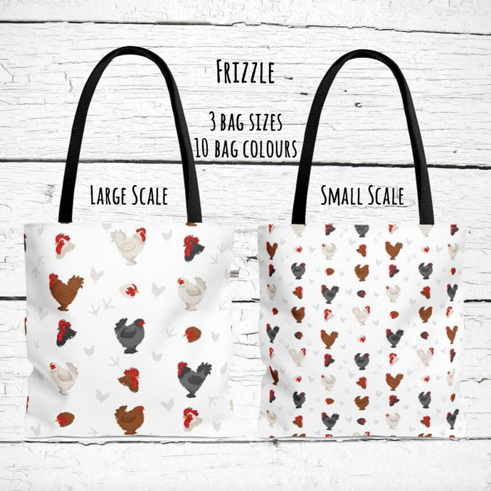 Frizzle Chicken pattern tote bag - chicken tote bag - farm animal carry bag