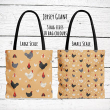 Load image into Gallery viewer, Jersey Giant Chicken pattern tote bag - chicken tote bag - farm animal carry bag
