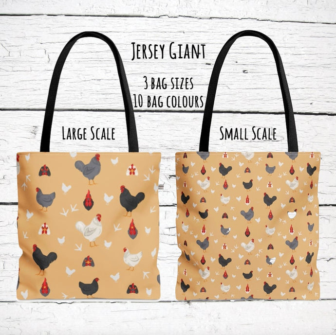 Jersey Giant Chicken pattern tote bag - chicken tote bag - farm animal carry bag