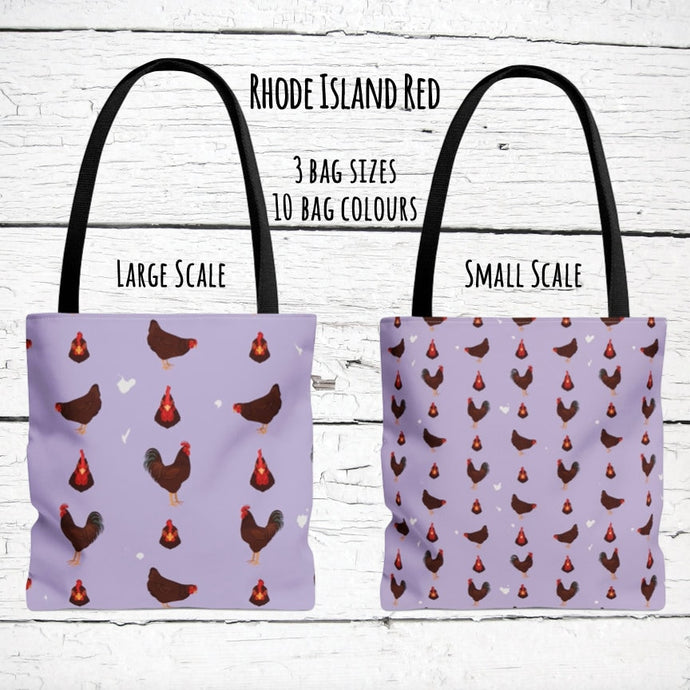 Rhode Island Red Chicken pattern tote bag - chicken tote bag - farm animal carry bag