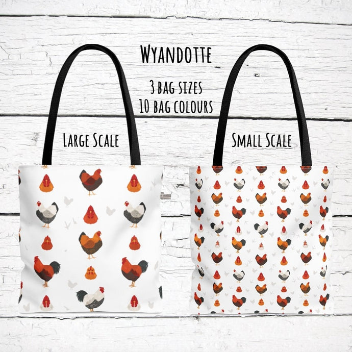 Wyandotte Chicken pattern tote bag - chicken tote bag - farm animal carry bag