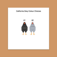 Load image into Gallery viewer, California Grey chicken sticker set - chicken sticker sheets - chicken breed stickers
