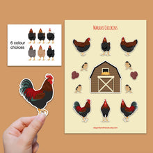 Load image into Gallery viewer, Marans chicken sticker set - chicken sticker sheets - chicken breed stickers
