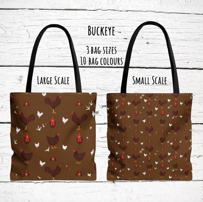 Buckeye Chicken pattern tote bag - chicken tote bag - farm animal carry bag