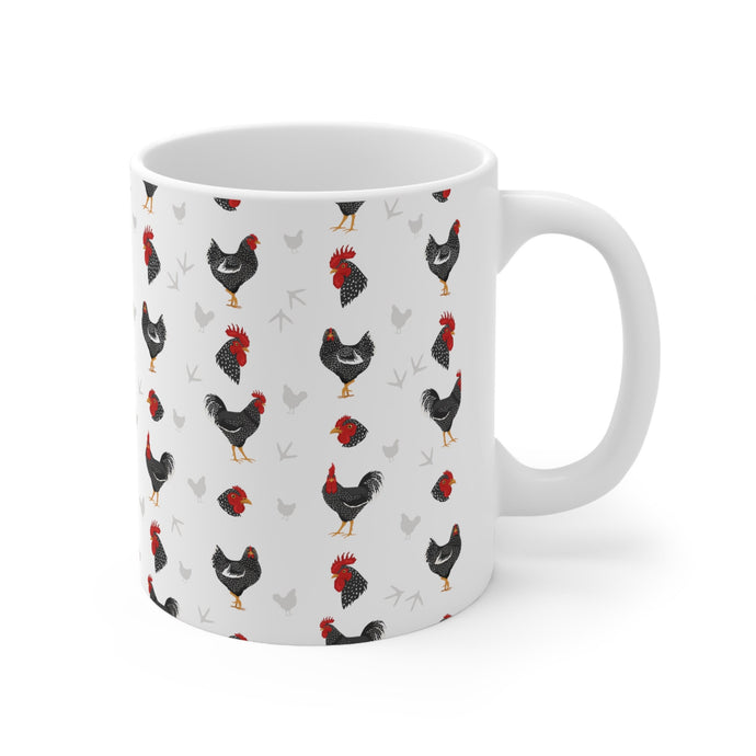 California Grey chicken pattern 11 oz mug