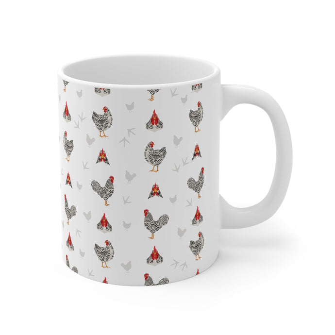 Dominique chicken pattern 11 oz mug