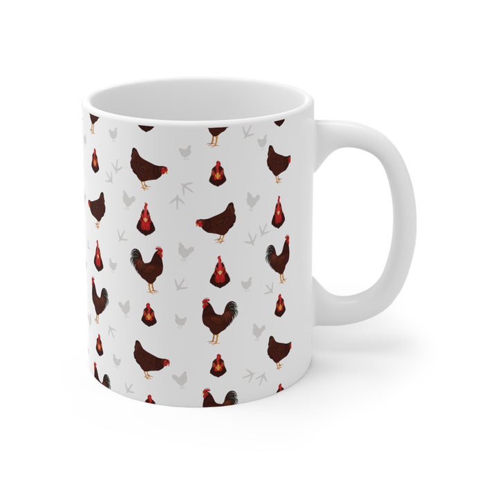 Rhode Island Red chicken pattern 11 oz mug