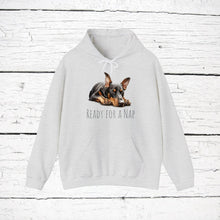 Load image into Gallery viewer, Doberman Pinscher &quot;Ready for a Nap&quot; Hooded Sweatshirt
