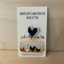 Load image into Gallery viewer, American Game rooster acrylic pin (black)
