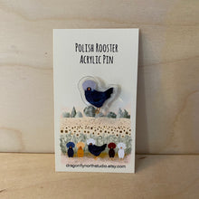 Load image into Gallery viewer, Polish rooster acrylic pin (black/white)
