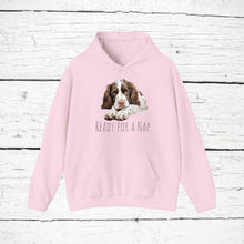 Load image into Gallery viewer, English Springer Spaniel &quot;Ready for a Nap&quot; Hooded Sweatshirt
