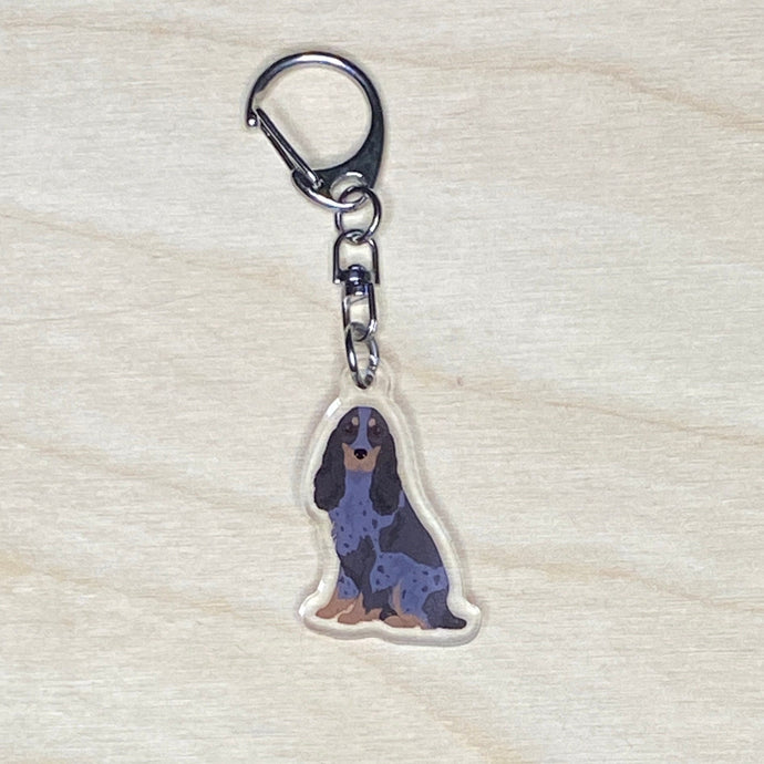 English Cocker Spaniel (blue roan and tan) acrylic zipper pull