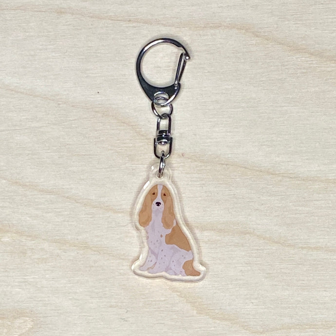 English Cocker Spaniel (fawn and white) acrylic zipper pull