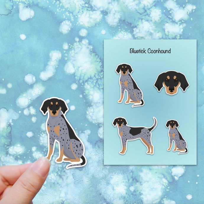 Bluetick Coonhound Vinyl Stickers Set