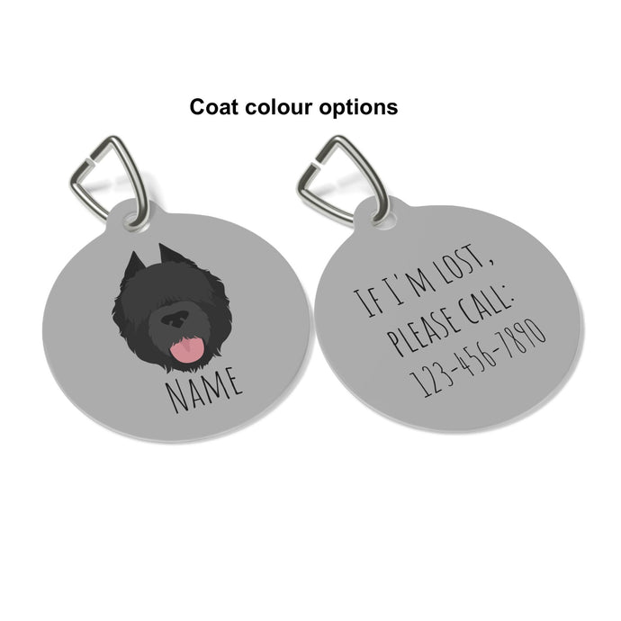 Bouvier des Flandres (cropped ears) ID Tag Personalized