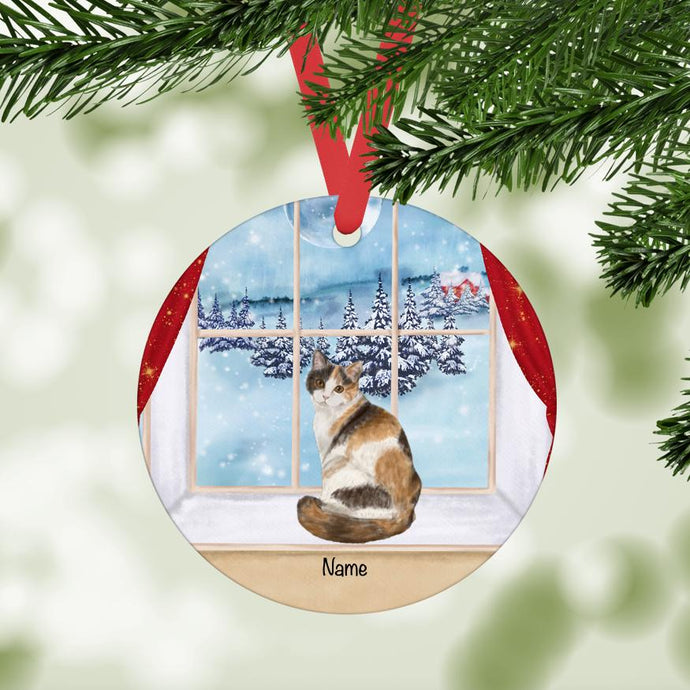 Calico Domestic Shorthair Cat ornament personalized