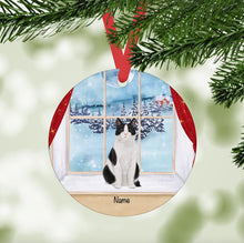 Load image into Gallery viewer, Tuxedo Domestic Shorthair Cat ornament personalized
