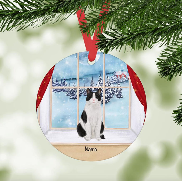 Tuxedo Domestic Shorthair Cat ornament personalized