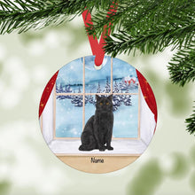 Load image into Gallery viewer, Black Domestic Shorthair Cat ornament personalized
